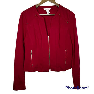 White House Black Market Wine Red Blazer Jacket Size Medium